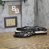 A New Day Womens London Lace Sling Back Bow Flats 94303525 Black 8M
