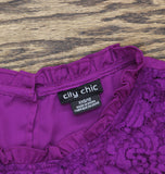 City Chic Sleeveless Ruffle Lace Front Blouse Top Purple 12W