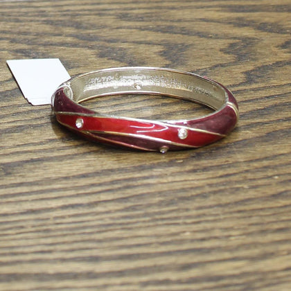Erica Lyons Womens Fashion Spring Clasp Striped Bangle Bracelet Red Multi