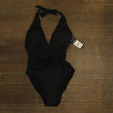 Lauren Ralph Lauren Halter Side-Tie Tummy Control One Piece Swimsuit Black 8