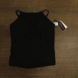 Island Escape Womens Crochet Underwire Tankini Top Swim N760149 Black 14