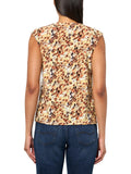 Kasper Womens Plus Size Printed Extended Shoulder Keyhole Blouse Brown Multi 1X