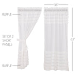 VHC Brands Panel Pair Rod Pocket Ruched Window Curtain Soft White 36x63