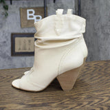 BCBGeneration Vintage Cowboy Leather Open Toe Boots Eggshell Off White 6.5M