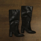 A New Day Womens Block Heel Faux Leather Knee High Boots Black 7M