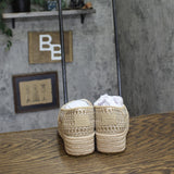 Toms Valencia Platform Espadrille Woven Jute Slip-On Flats Champagne Gold 5.5M