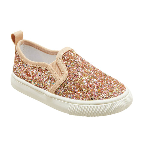 Cat & Jack Toddler Girls Madigan Slip-On Glitter Sneakers 90321443 Rose Gold 5T