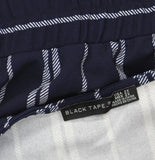 Black Tape Surplice-Neck Striped Wide-Leg Jumpsuit Navy Blue / White stripe 2X