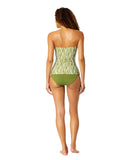 Anne Cole Modern Twist-Front Bandeaukini Swim Top Sierra Woodblock Green L