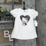 Hello Kitty Lined Dress with Faux Fur Collar and Sequin Heart Off White 2T