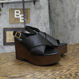 Universal Thread Naomi Wood Wedge Heels with Memory Foam Insole Black 7.5M