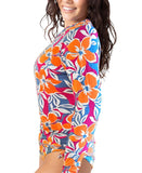 Roxy Womens Long Sleeve Rashguard Shirt Top 434003087 Multi Floral Blue XS