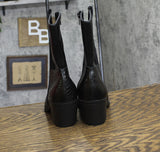 Sun + Stone Womens Biancaa Western Patch Block Heel Booties Black Snake 6M