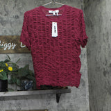 DKNY Womens Lightweight Textured Top P52SAW83 Beet Red M