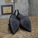 Journee Collection Mica Faux Suede Pointed Toe Ruffle Skinny Heels Black 6M