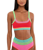 Beach Riot Womens Crochet Milana Bikini Swim Top BR61705S6 Aqua Have Red Multi L