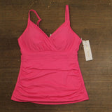 Anne Cole Women Surplice Underwire Tankini Swim Top Pink Glow 34DD / 36D