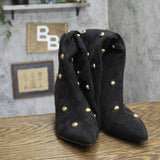 A New Day Studded Faux Suede Mid-Calf Boots with Cone Heel 94568945 Jet Black 9M