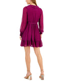 Taylor Women's Metallic Clip-Dot Chiffon Fit & Flare Dress Pillow Purple 2