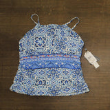 La Blanca Womens High Neck Keyhole Tankini Swimsuit Top Blue / Alboran Sea 18W