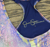 Jessica Simpson The Warm Up Juniors High-Impact Sports Bra Marble Neon Purple S