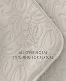 Noble Linens Home 3 Piece Floral Stitch Quilt Set Natural Off White Full / Queen