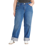 Universal Thread Womens Mid-Rise Cuffed 90's Baggy Jeans Dark Wash Blue 17