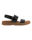 Earth Womens Leah Round Toe Strappy Casual Flat Sandals ETLEAH Black Leather 9M