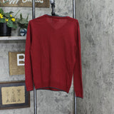 INC International Concepts VNeck Merino Wool Blend Pullover Sweater Red / Gray S