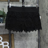 American Rag Cie Tiered Laser-Cut Faux-Suede Cropped Shorts Classic Black M