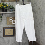 Sanctuary Womens Coastal Cover Up Crinkle Cargo Pants SACC25849 Crinkle White L