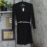 Tommy Hilfiger Womens Pleated Belted Knit Fit Flare Dress A4JJ1AST Black 2