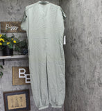 AX Paris Button Down Cinched Ankle Short Sleeve Collared Jumpsuit Sage Green 4