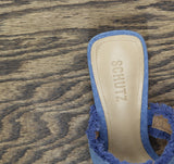 Schutz Womens Amely Mid Block Sandals Azul / Summer Blue Jeans 9.5B