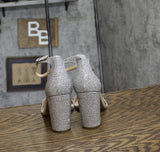 INC International Concepts Block Heel Sandals Silver Crystal Gray 6.5M