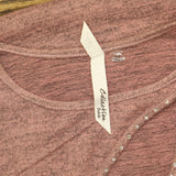 Ny Collection Womens Petite Space Dyed Studded Top PHAU0101 Mauve Pink PM