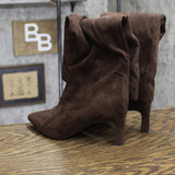 A New Day Justice Mid-Calf Boots Faux Suede 94568888 Brown 6.5M