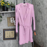 State Of Day Womens Silk Touch Self-Tie Robe Woven Mauve Orchid Purple XL