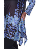 White Mark Womens Plus Size Rella Tunic Blouse Shirt Top Black Blue 2X