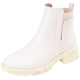 Journee Collection Foam Inside Zip Block Heel Booties Ivory Off White 9.5M