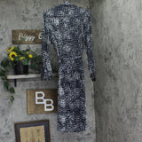 Calvin Klein Womens Woven Belted Button Front Maxi Dress Dark Blue Multi L