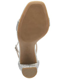 INC International Concepts Two-Piece Sandal Block Heel Silver Crystal Gray 9M