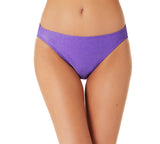 California Waves Metallic Shine Hipster Bikini Bottoms Swimsuit Purple S