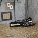 A New Day London Lace Slingback Bow Flats 94303522 Black 6.5M