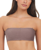 Sanctuary Womens Refresh Rib Bandeau Bikini Top SARR25155 Iron Brown M