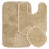 Garland Rug Plush Bathroom Rug Mat Set with Non-Slip Backing Linen Brown 3-Piece