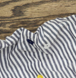 A Pea in the Pod Cotton Button Up Embroidered Maternity Shirt Blue Dot Stripe L