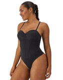 Maidenform Womens Firm Control Tummy Shaping Multiway Thong Bodysuit Black 2XL