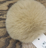 Steve Madden Fine Rib Knit Faux Fur Pom Beanie SMA5075M Oat Brown