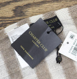 Charter Club 100% Cashmere Striped Rectangle Scarf Brown Sugar Heather Combo